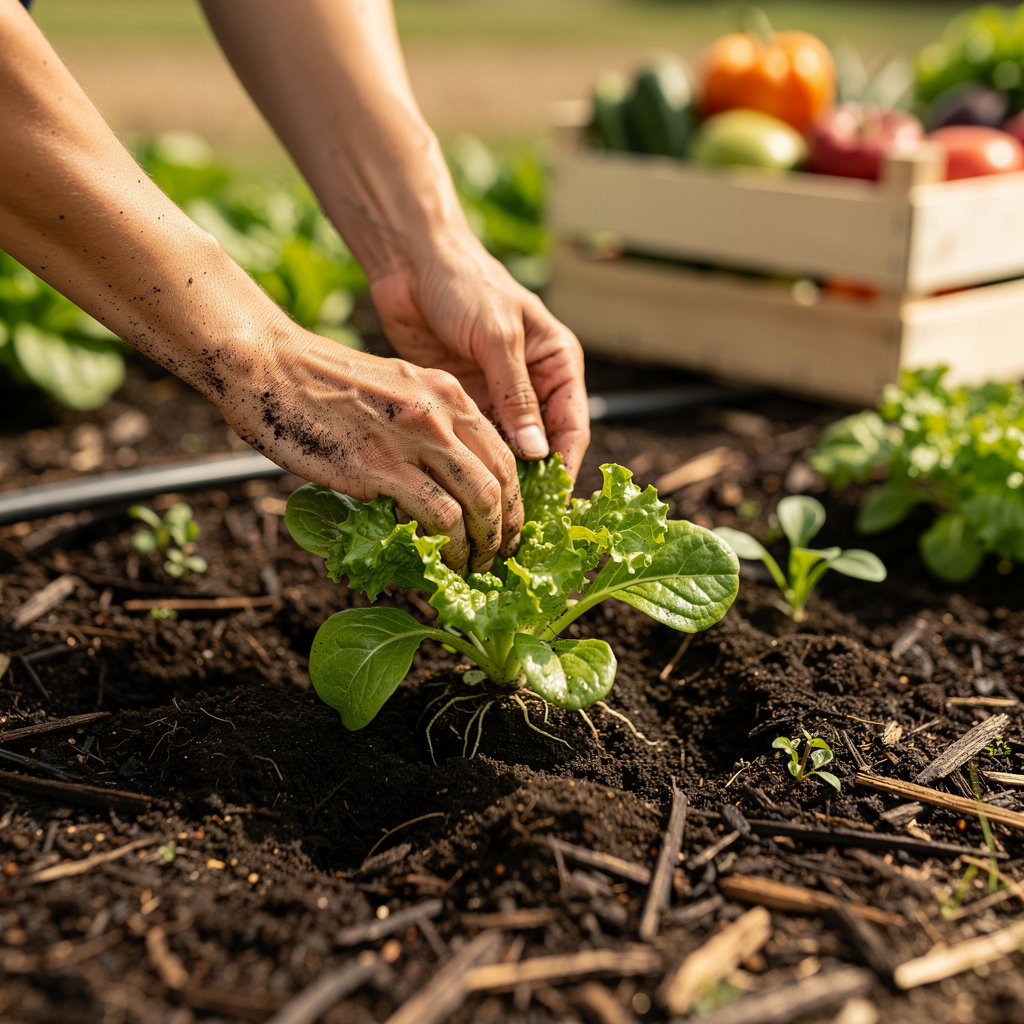 San Diego Organic Farms sustainable farming practices including healthy soil and organic crops in Ramona, CA
