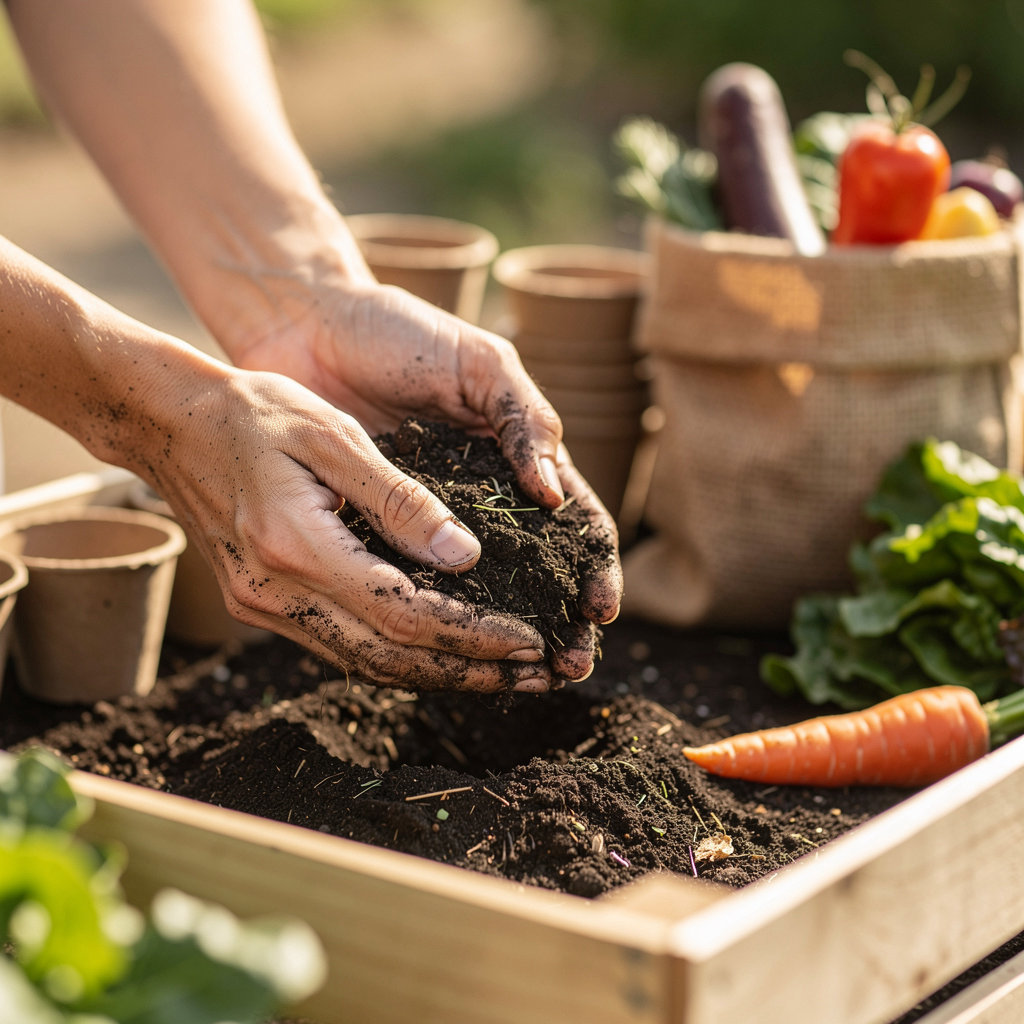 San Diego Organic Farms sustainable goods including organic compost and reusable bags in Ramona, CA